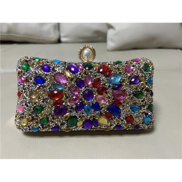 Vgift Crystal Box Clutch, Women Rhinestone Purse Handbag, Jeweled Evening Bags - Picture 7 of 8
